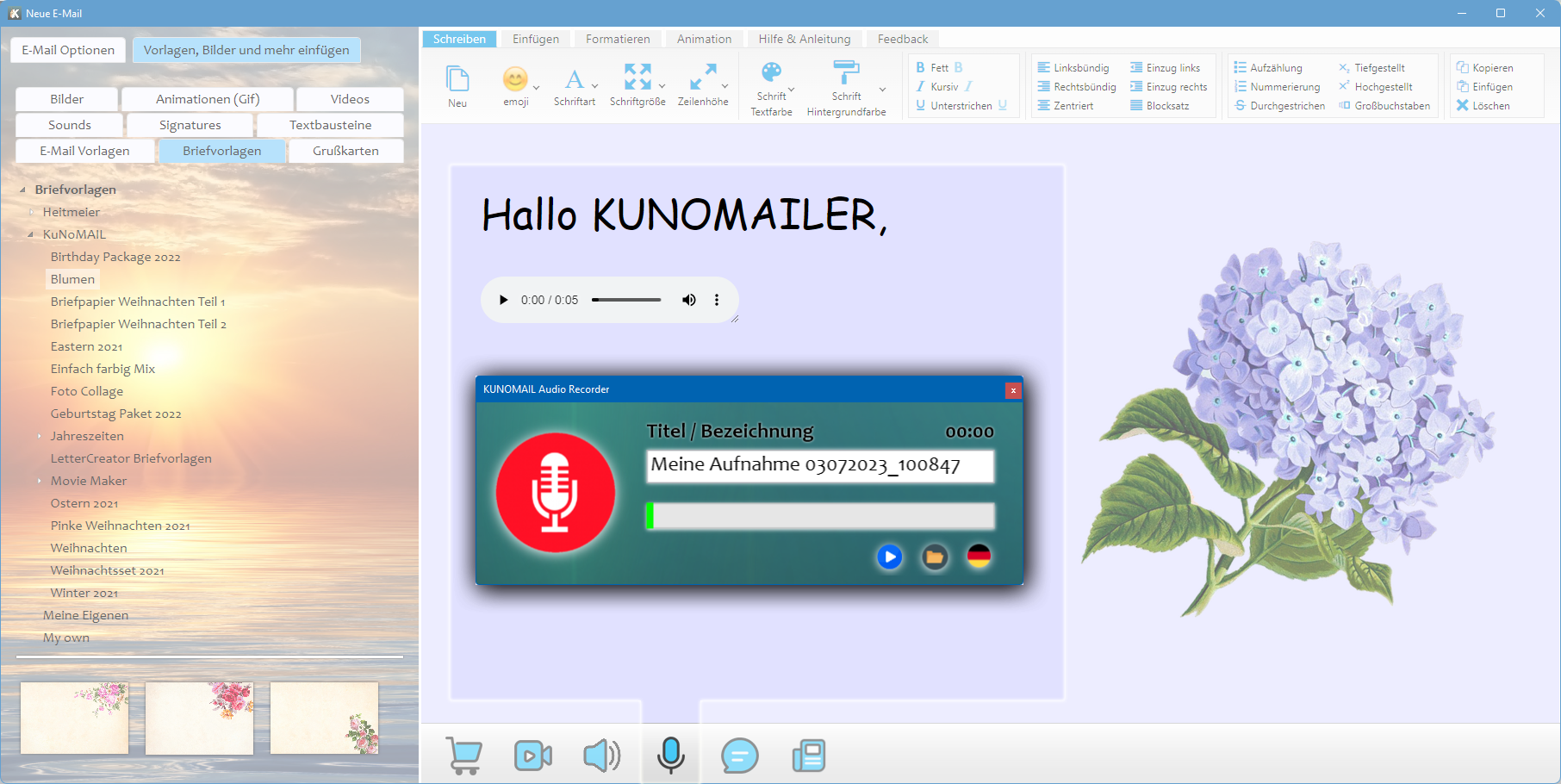 KUNOMAIL Audio Recorder